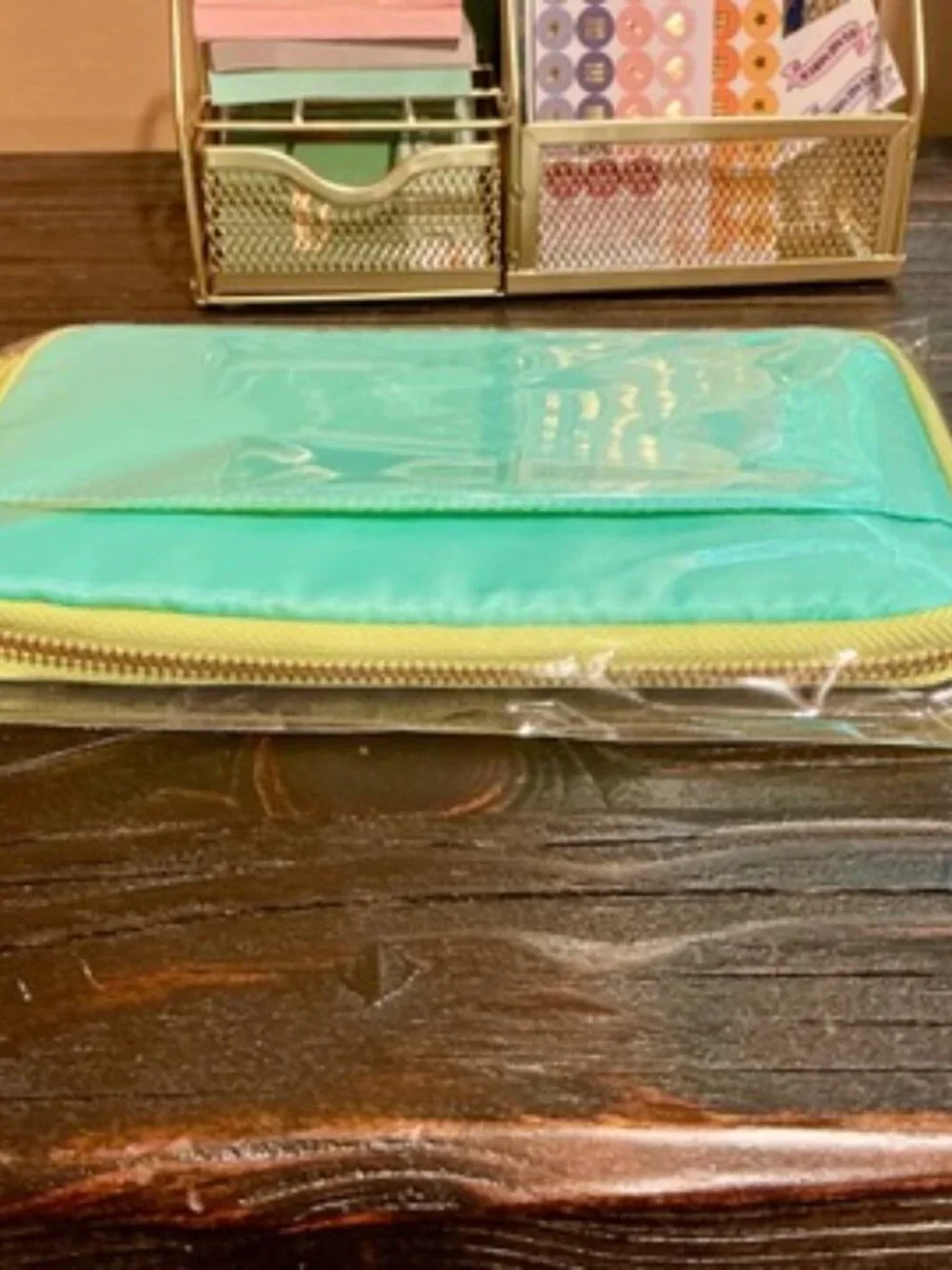Hobonichi Techo Drawer Pouch Ane (sister); Aqua Lime
